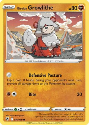 Hisuian Growlithe - 070/189 (Cosmos Holo) 70 - Deck Exclusives Holofoil - Poke-Collect