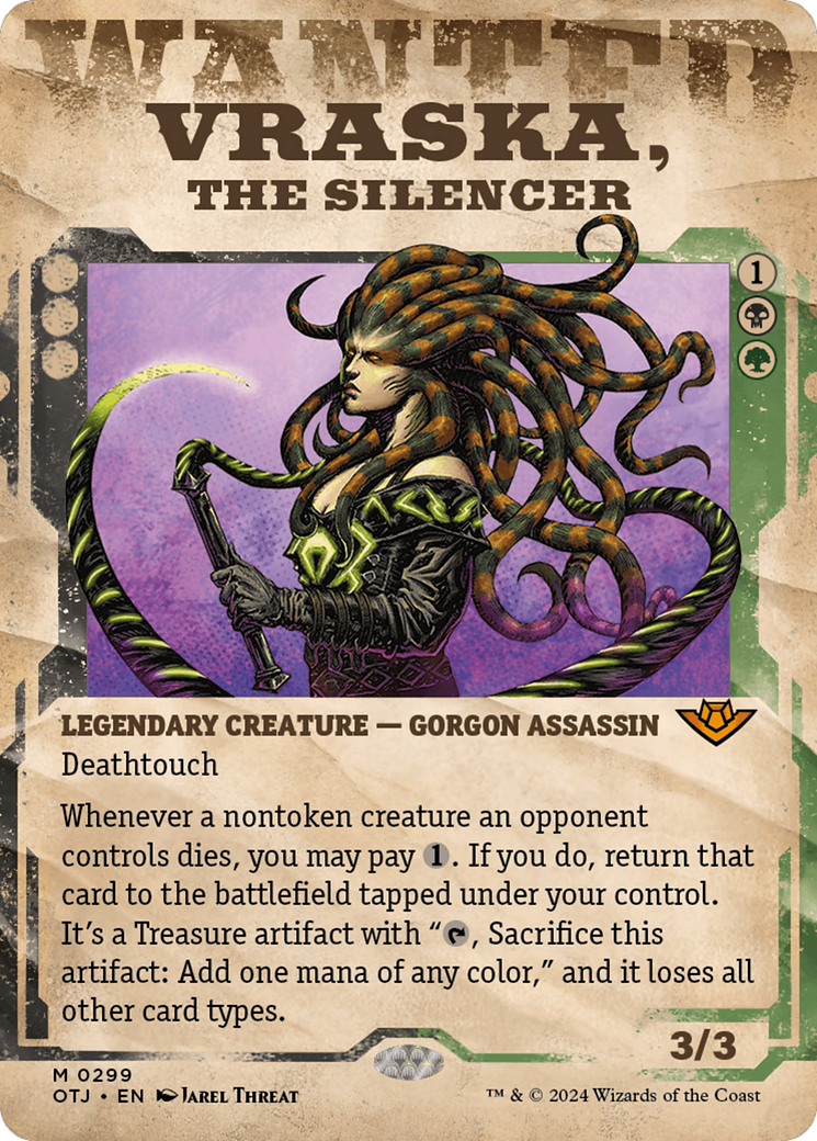 Vraska, the Silencer (OTJ-299) - Outlaws of Thunder Junction: (Showcase) (Borderless) - Poke-Collect