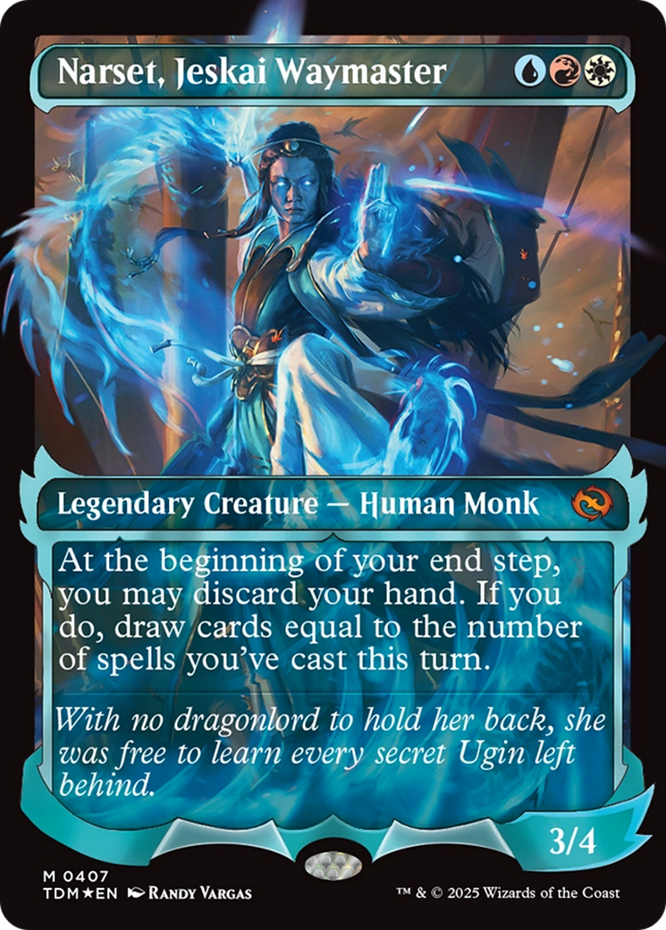 Narset, Jeskai Waymaster (TDM-407) - Tarkir: Dragonstorm: (Showcase) (Borderless) Foil