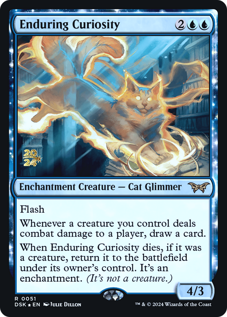 Enduring Curiosity (PRE-051) - Duskmourn: House of Horror Promos: (enchantment) Foil - Poke-Collect