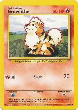 Growlithe 28/102 - Base Set - Poke-Collect