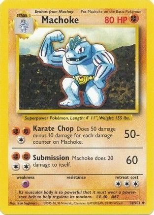 Machoke 34/102 - Base Set - Poke-Collect