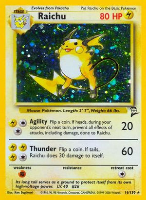 Raichu 16/130 - Base Set 2 Holofoil - Poke-Collect