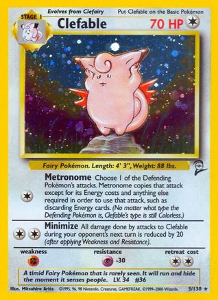 Clefable 5/130 - Base Set 2 Holofoil - Poke-Collect