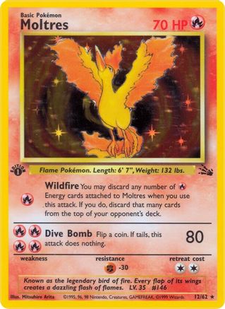 Moltres 12/62 - Fossil 1st Edition Holofoil - Poke-Collect