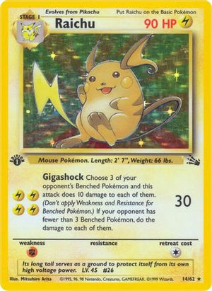 Raichu 14/62 - Fossil Unlimited Holofoil - Poke-Collect