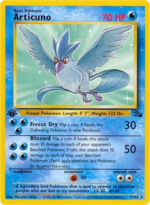 Articuno (17) 17/62 - Fossil 1st Edition