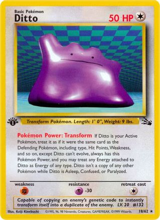 Ditto 18/62 - Fossil 1st Edition - Poke-Collect