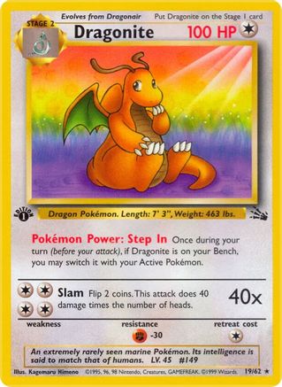 Dragonite (19) 19/62 - Fossil 1st Edition - Poke-Collect