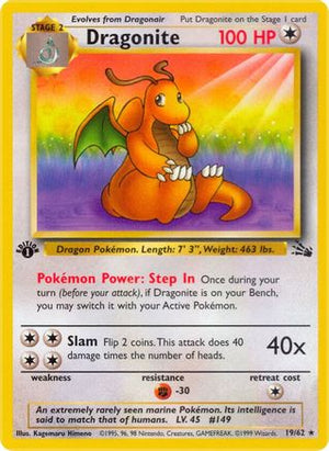 Dragonite (19) 19/62 - Fossil 1st Edition