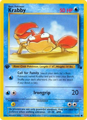 Krabby 51/62 - Fossil 1st Edition - Poke-Collect
