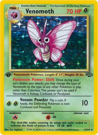 Venomoth 13/64 - Jungle 1st Edition Holofoil - Poke-Collect