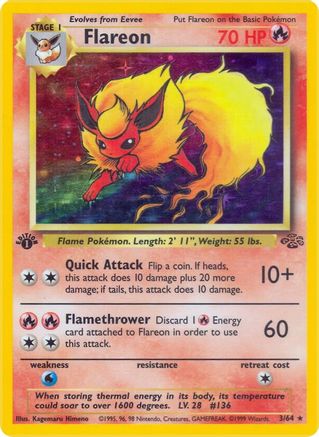 Flareon (3) 3/64 - Jungle 1st Edition Holofoil - Poke-Collect