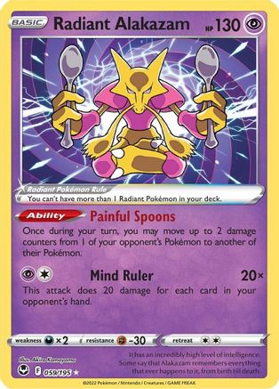 Radiant Alakazam 59/195 - SWSH12 Silver Tempest Holofoil - Poke-Collect