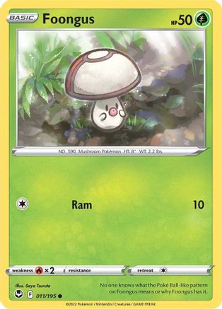 Foongus 11/195 - SWSH12 Silver Tempest Reverse Holofoil - Poke-Collect