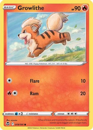 Growlithe 19/195 - SWSH12 Silver Tempest Reverse Holofoil - Poke-Collect