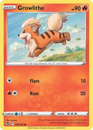 Growlithe 19/195 - SWSH12 Silver Tempest Reverse Holofoil - Poke-Collect