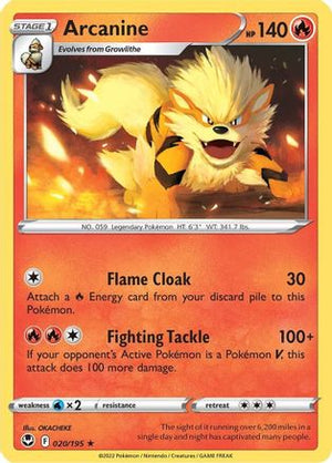 Arcanine 20/195 - SWSH12 Silver Tempest Reverse Holofoil