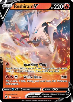 Reshiram V 24/195 - SWSH12 Silver Tempest Holofoil - Poke-Collect