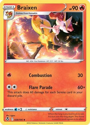 Braixen 26/195 - SWSH12 Silver Tempest Reverse Holofoil - Poke-Collect