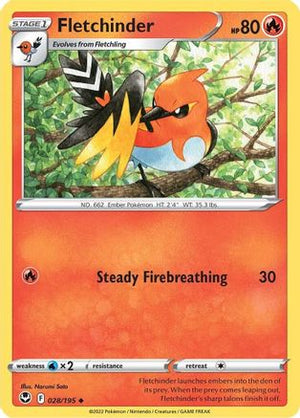 Fletchinder 28/195 - SWSH12 Silver Tempest Reverse Holofoil - Poke-Collect