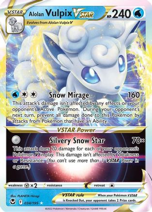 Alolan Vulpix VSTAR 34/195 - SWSH12 Silver Tempest Holofoil - Poke-Collect