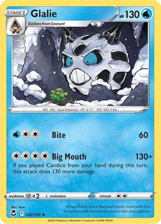 Glalie 42/195 - SWSH12 Silver Tempest Reverse Holofoil - Poke-Collect