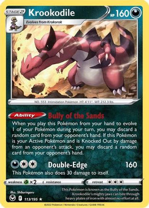 Krookodile 113/195 - SWSH12 Silver Tempest Reverse Holofoil - Poke-Collect