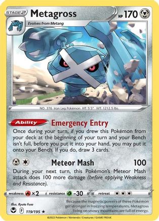 Metagross 119/195 - SWSH12 Silver Tempest Reverse Holofoil - Poke-Collect