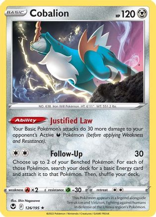 Cobalion 126/195 - SWSH12 Silver Tempest Reverse Holofoil - Poke-Collect