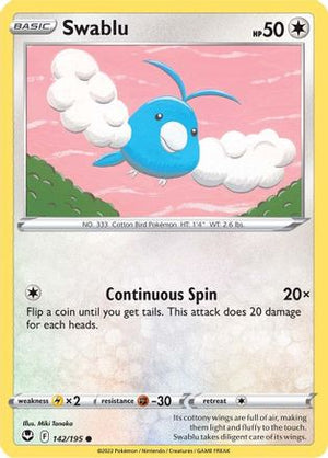 Swablu 142/195 - Silver Tempest Reverse Holofoil - Poke-Collect