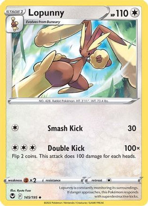 Lopunny 145/195 - Silver Tempest Reverse Holofoil - Poke-Collect