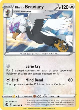 Hisuian Braviary 149/195 - SWSH12 Silver Tempest Reverse Holofoil - Poke-Collect