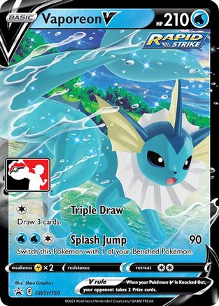 Vaporeon V SWSH150 - Prize Pack Series Cards Holofoil - Poke-Collect