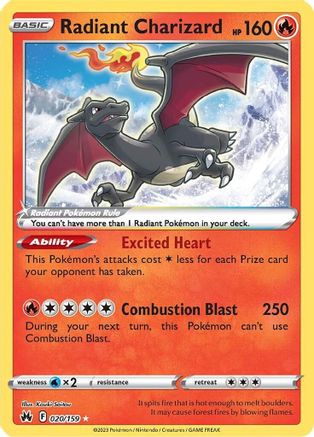 Radiant Charizard 20/159 - Crown Zenith Holofoil