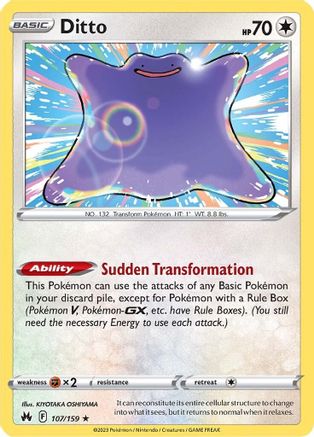 Ditto 107/159 - Crown Zenith Reverse Holofoil - Poke-Collect