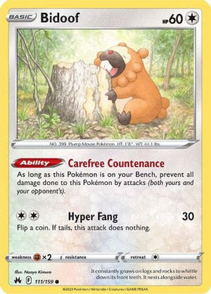 Bidoof 111/159 - Crown Zenith Reverse Holofoil - Poke-Collect