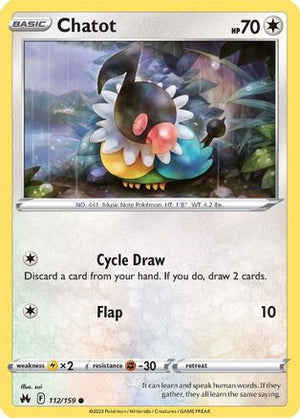 Chatot 112/159 - Crown Zenith Reverse Holofoil - Poke-Collect