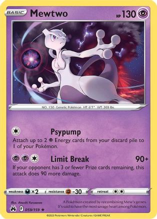 Mewtwo 59/159 - Crown Zenith Holofoil - Poke-Collect