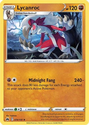 Lycanroc 74/159 - Crown Zenith Reverse Holofoil - Poke-Collect