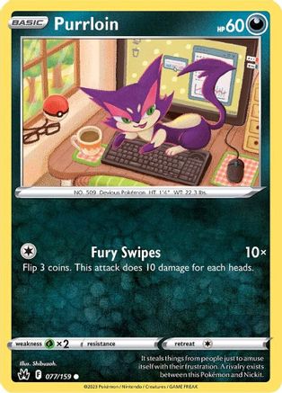 Purrloin 77/159 - Crown Zenith Reverse Holofoil - Poke-Collect