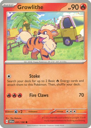Growlithe - 031/198 31 - SV01 Scarlet & Violet Base Set Reverse Holofoil - Poke-Collect