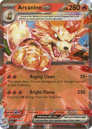 Arcanine ex - 032/198 32 - SV01 Scarlet & Violet Base Set Holofoil - Poke-Collect