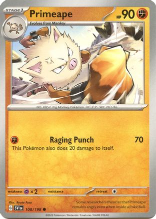 Primeape 108 - SV01 Scarlet & Violet Base Set Reverse Holofoil - Poke-Collect