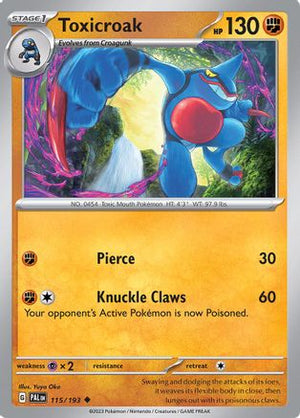 Toxicroak 115 - SV02 Paldea Evolved Reverse Holofoil - Poke-Collect
