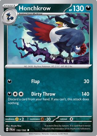 Honchkrow 132 - SV02 Paldea Evolved Reverse Holofoil - Poke-Collect