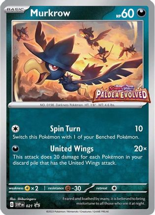 Murkrow - 021 (Prerelease) 21 - SV Scarlet & Violet Promo Cards Holofoil - Poke-Collect