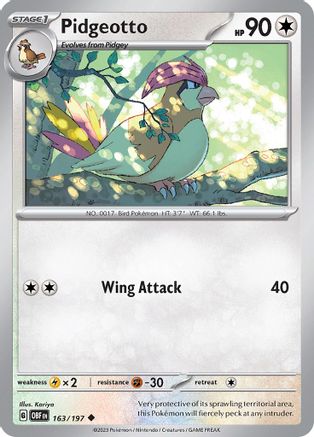 Pidgeotto 163 - SV03 Obsidian Flames Reverse Holofoil - Poke-Collect