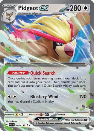 Pidgeot ex 164 - SV03 Obsidian Flames Holofoil