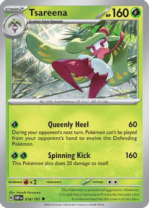Tsareena 18 - SV03 Obsidian Flames Reverse Holofoil - Poke-Collect